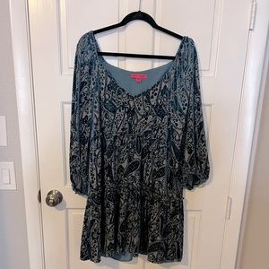Betsy Johnson - Blue, burnout velvet paisley dress XXL and stretchy